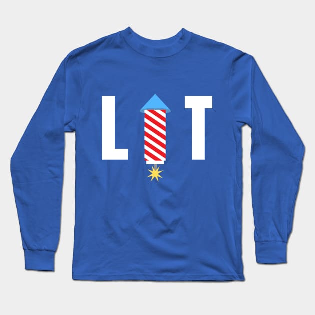 Lit - 4th of July Fireworks Long Sleeve T-Shirt by Craftee Designs